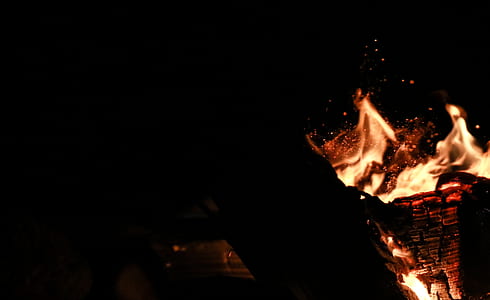fire, dark, night, wood thumbnail