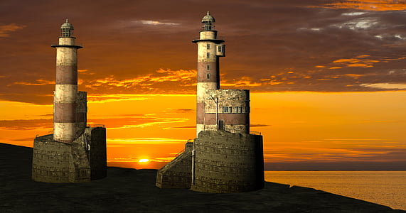 photo of brown lighthouse near body of water thumbnail