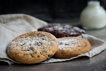 macro photography of two brown cookies thumbnail
