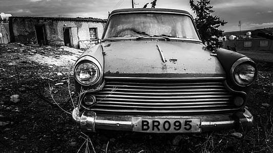 grayscale photography of classic car thumbnail