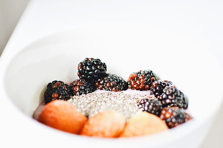 white ceramic bowl with blackberries thumbnail
