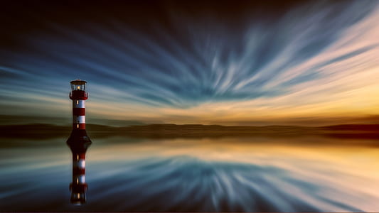 red and white striped lighthouse digital wallpaper thumbnail