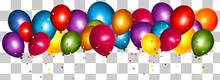 Balloon Confetti Party Gift Birthday, Transparent Colorful Balloons with Confetti Clipar , multicolored balloon illustration PNG clipart