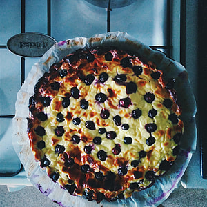 Rustical homemade cake with cherries thumbnail