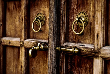 Brown Wooden Door With Locks thumbnail