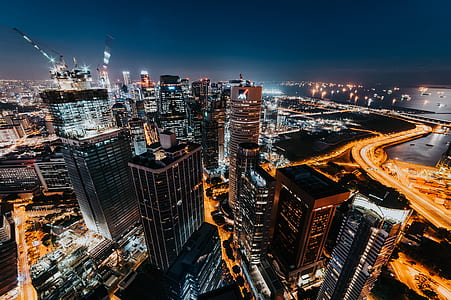 aerial photo of city at night thumbnail