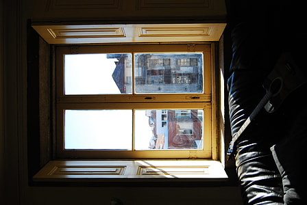 rectangular clear glass window pane with beige wooden frame thumbnail