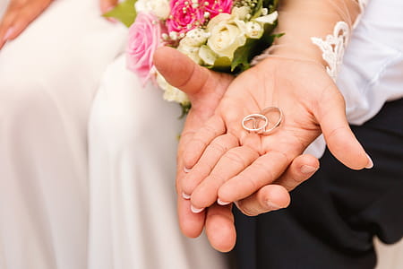 Bride and groom’s hands with wedding rings thumbnail