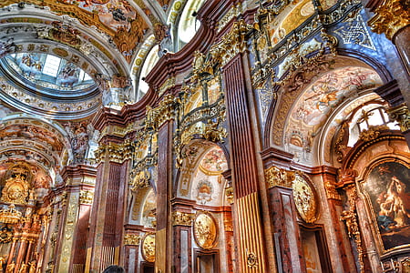 baroque church, collegiate church, church, melk, austria, hdr thumbnail
