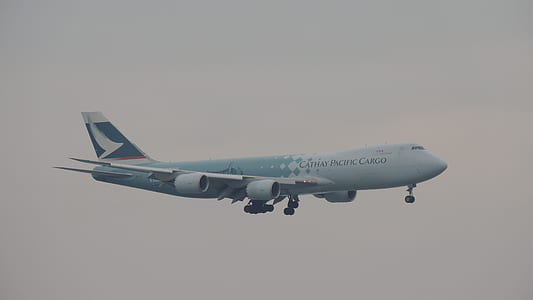 white airplane in mid air thumbnail