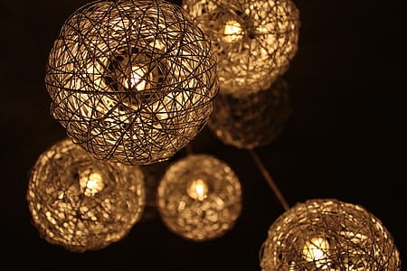 Closeup Photo of Brown Round Twig Pendant Lamps thumbnail