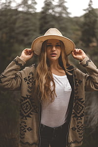woman, girl, forest, trees thumbnail