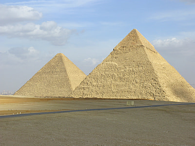 two pyramid under cloudy sky thumbnail