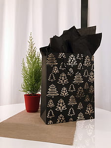 black and white paper bag on table thumbnail