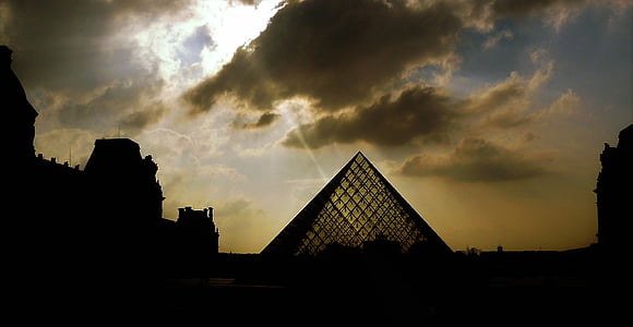 silhouette of pyramid under cloudy sky thumbnail
