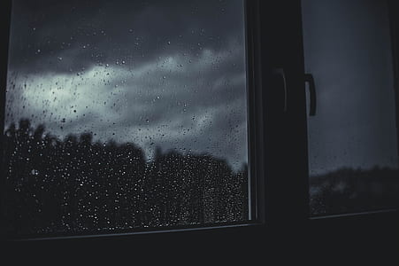 window with morning dew on grayscale photo thumbnail