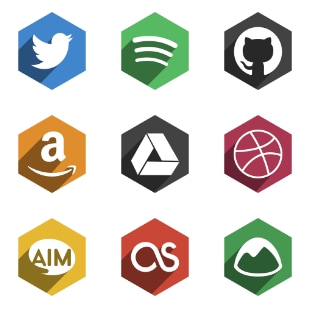 Miu hexagon shadow social svg vector icon sets
