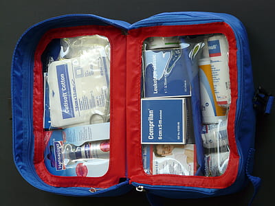 first aid kit in blue pouch thumbnail
