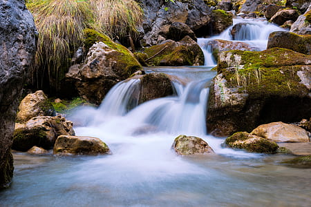 timelapse photography of waterfalls with rocks during daytime thumbnail