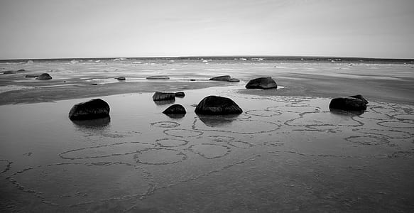 Grayscale Concrete Stones on Sand thumbnail