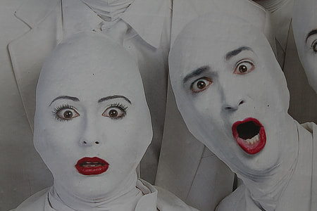 male and female with white maske photo thumbnail