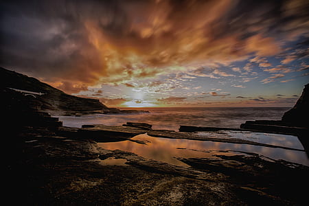 sea, dawn, nature, sky thumbnail