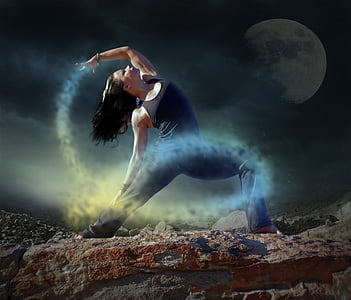 woman wearing black tank top and pants during night time thumbnail