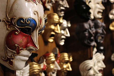 selective focus photography of hanging mask collectibles thumbnail