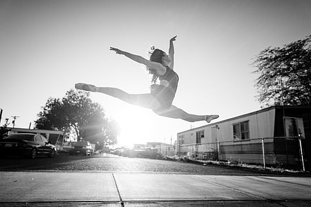 grayscale photography of ballerina thumbnail