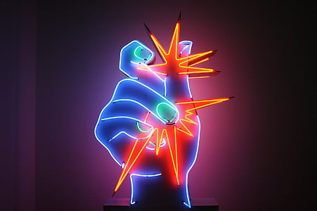 orange and blue neon light table decor thumbnail