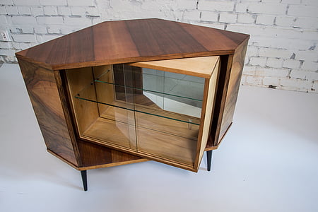 brown wooden shelf on white surface thumbnail