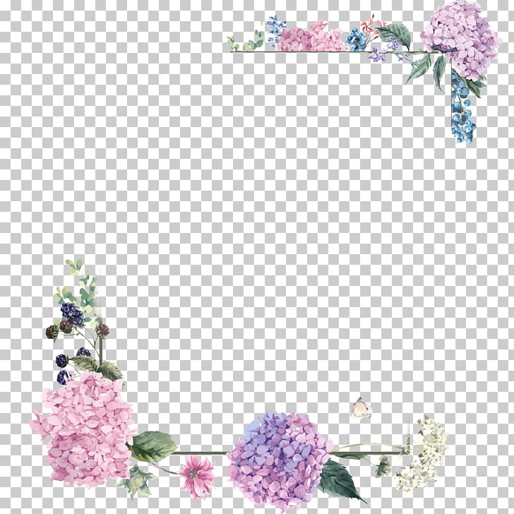 Flower bouquet Floral design, Purple blossom borders, pink and green floral photo frame illustration PNG clipart