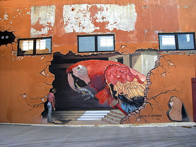 red scarlet macaw mural painting thumbnail