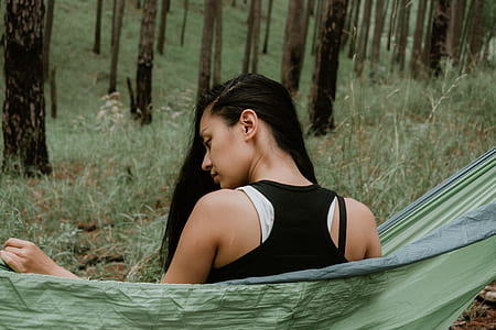 woman sitting on green hammock thumbnail