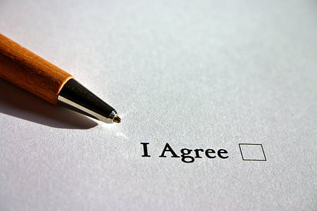 I Agree printed in paper beside brown click pen thumbnail