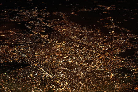 city, aerial, view, night, lights, nature thumbnail