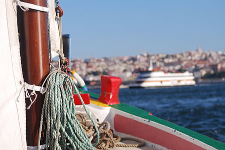 blue and brown ropes on boat thumbnail