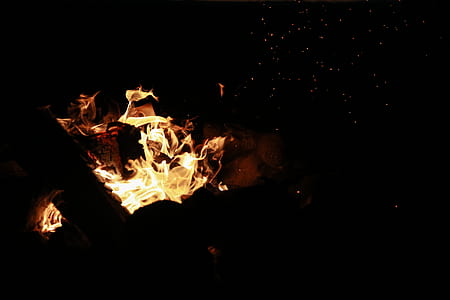 fire, flames, dark, night thumbnail
