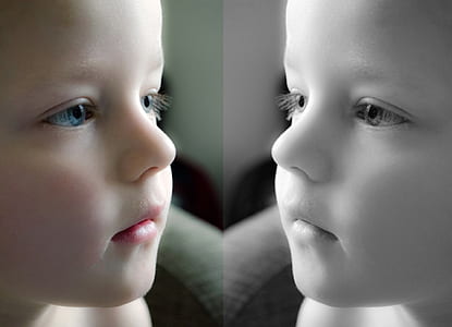 collage photo of toddler's in colored and black and white thumbnail