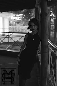 Monochrome Photography of Woman Wearing Black Dress thumbnail
