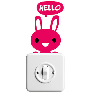 white toggle switch with red rabbit decor thumbnail