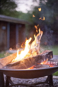 brown firewood burning on fire pit at daytime thumbnail