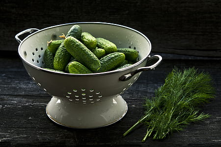 green vegetables on colander thumbnail