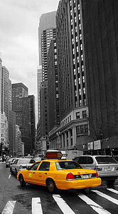selective color photography of yellow Ford Crown Victoria sedan thumbnail