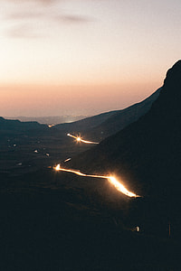 bird's-eye view photography of road near hills thumbnail