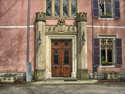 brown wooden door closed thumbnail