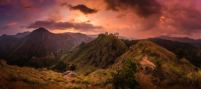 photography of mountains during sunset thumbnail