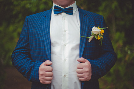 Wedding groom in suit and bow tie thumbnail