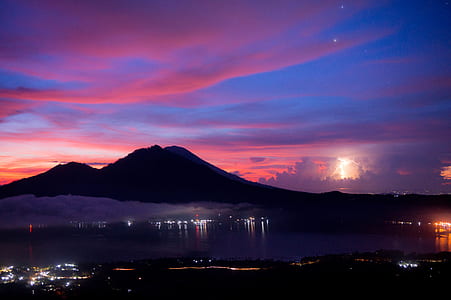 Mountain Beside Body of Water during Sunset thumbnail