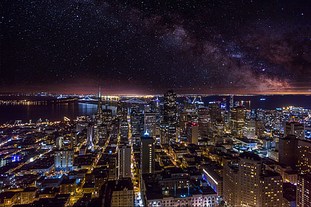 Cityscape of San Francisco under the stars at night thumbnail